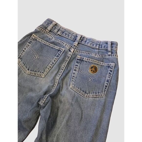 Moschino Jeans Blue Brass Peace Sign Button Fly Straight Leg 1990s | 29 ALTERED - Picture 3 of 11